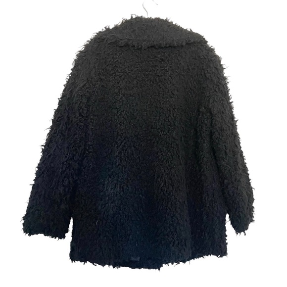 Celebrity Pink Black Teddy Coat Pea Coat Single Breasted Button Winter Large - Picture 3 of 15